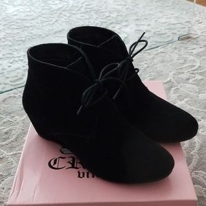Suede wedge booties